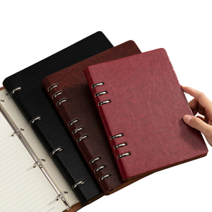 PU Leather Refillable Binder Loose-leaf Spiral Business Notebook Journal With 6 Round Rings
