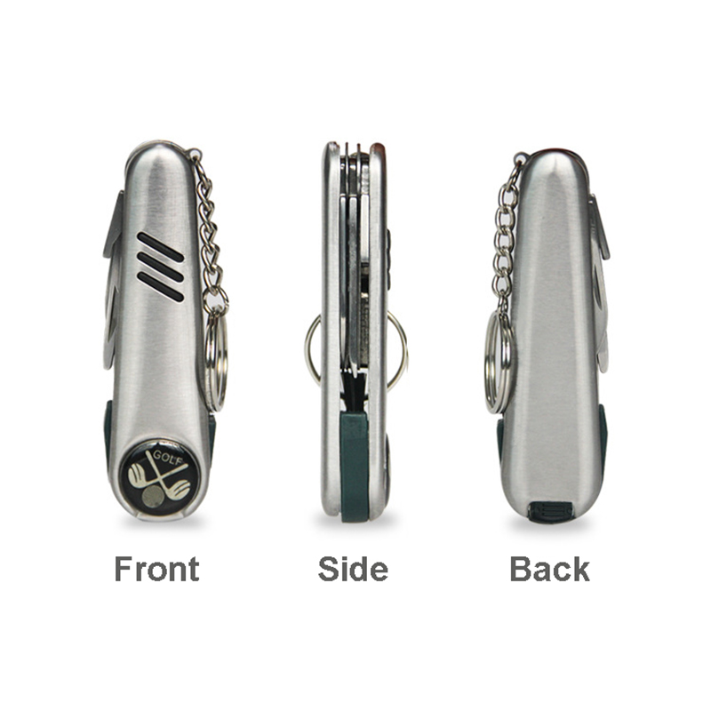 1" x 3.5" x 0.625" Multi-Functional Stainless Steel Golf Tool Key Chain