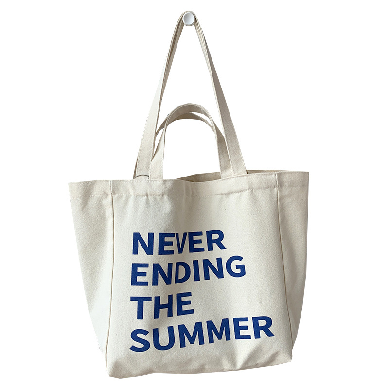 Large Reusable Canvas ShoppingTote Bags with Long Shoulder Strap and Short Handles