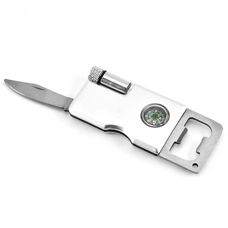 4-In-1 Multi-Function Tool With Knife LED Light Bottle Opener Compass