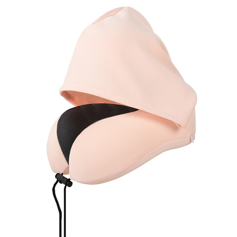 Travel Neck Pillow With Hood For Airplane, High-Density Slow Rebound Memory Foam Neck Pillow With Removable & Washable Outer Layer