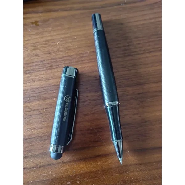 2-in-1 Luxury Metal Signature Black Ink Gel Pens With Stylus Tip Business Ballpoint Pens