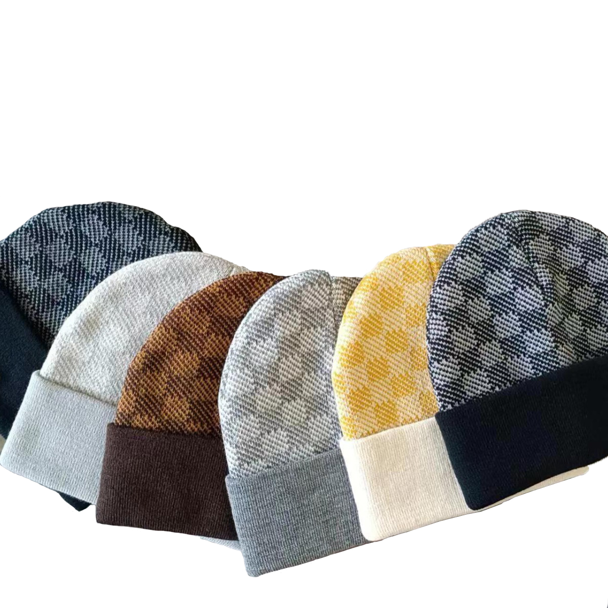 Vintage Plaid Knitted Hat Winter Beanies Windproof Unisex Soft Warm Acrylic Brimless Beanie Hats For Men and Women