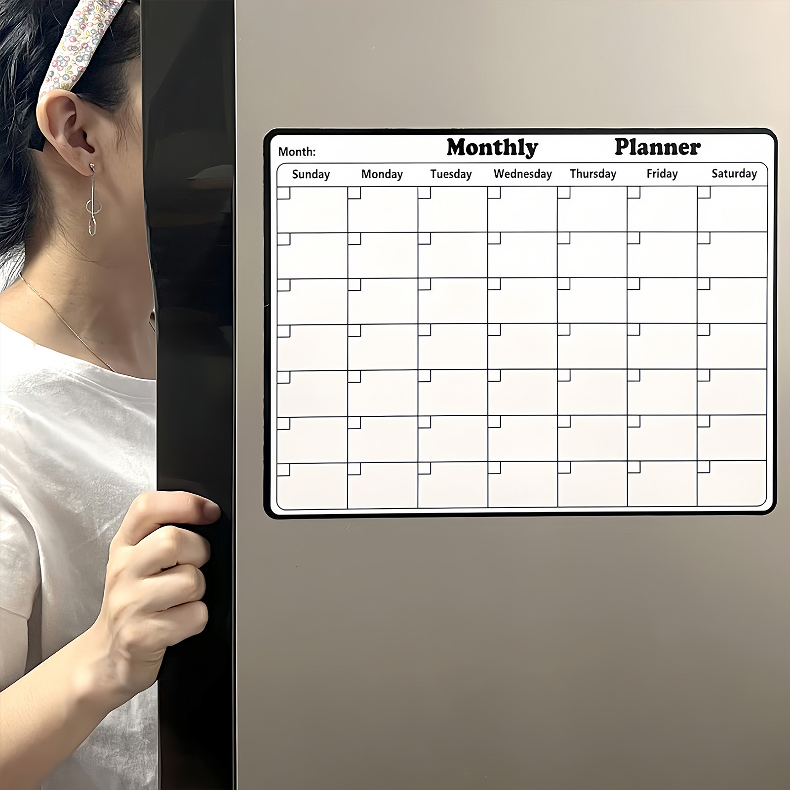 Reusable Magnetic Dry Erase Monthly Planner Fridge Pad Whiteboard