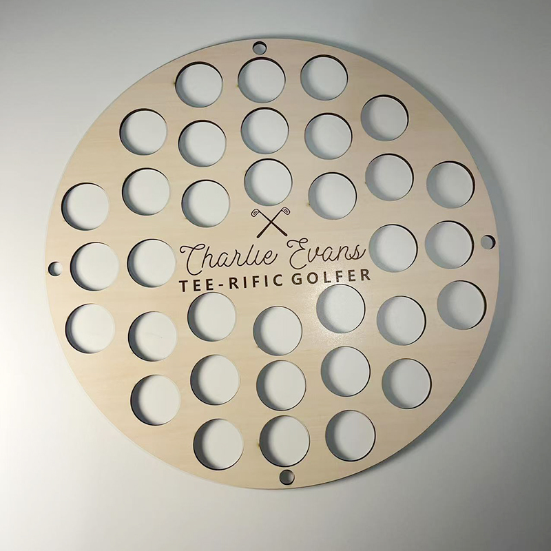 34-hole Round Wooden Golf Ball Display Rack