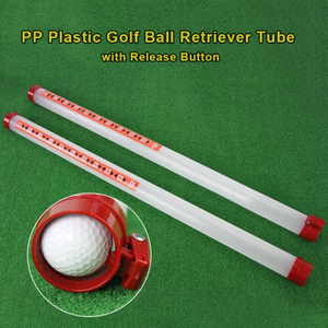 90cm PP Plastic Golf Ball Collector Holds Up To 21 Balls. Features Release Button, Measurement Marks