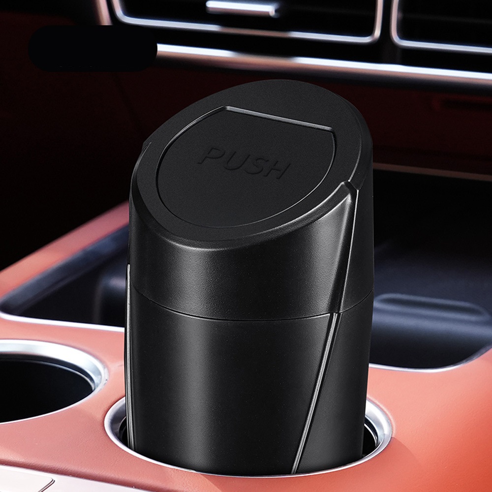 3.35" X 7.87" Durable ABS Car Trash Can with Flip Lid. Fits Cup Holders, Doors, Or Seatback Pockets