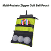 6.3" x 8.6" Portable Nylon Golf Pouch with Multiple Zippered Pockets, and Includes Rotating Hook for Easy Attachment.