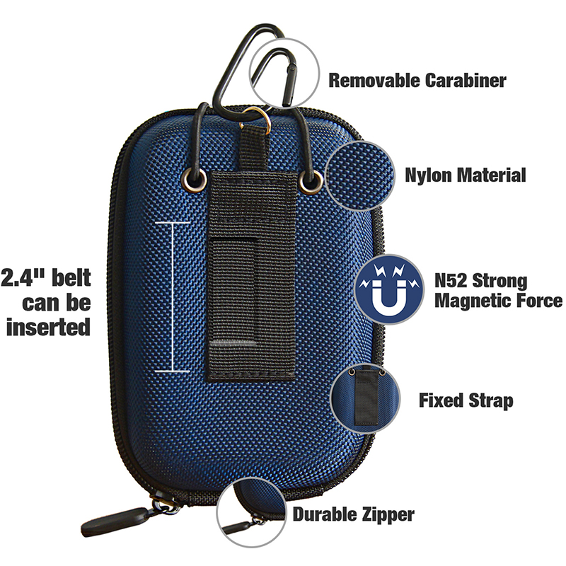 Durable EVA Golf Rangefinder Magnetic Case with N52 Strong Magnets, Carabiner, And Belt Loop