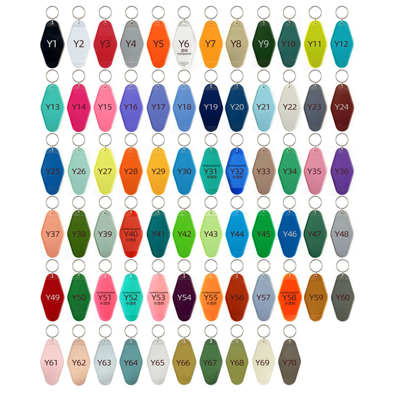 ABS Diamond-shaped Retro Motel Hotel Keychain Key Rings Camping Chain Travel, Size: 1 3/4" x 3 1/2" x 1/8"