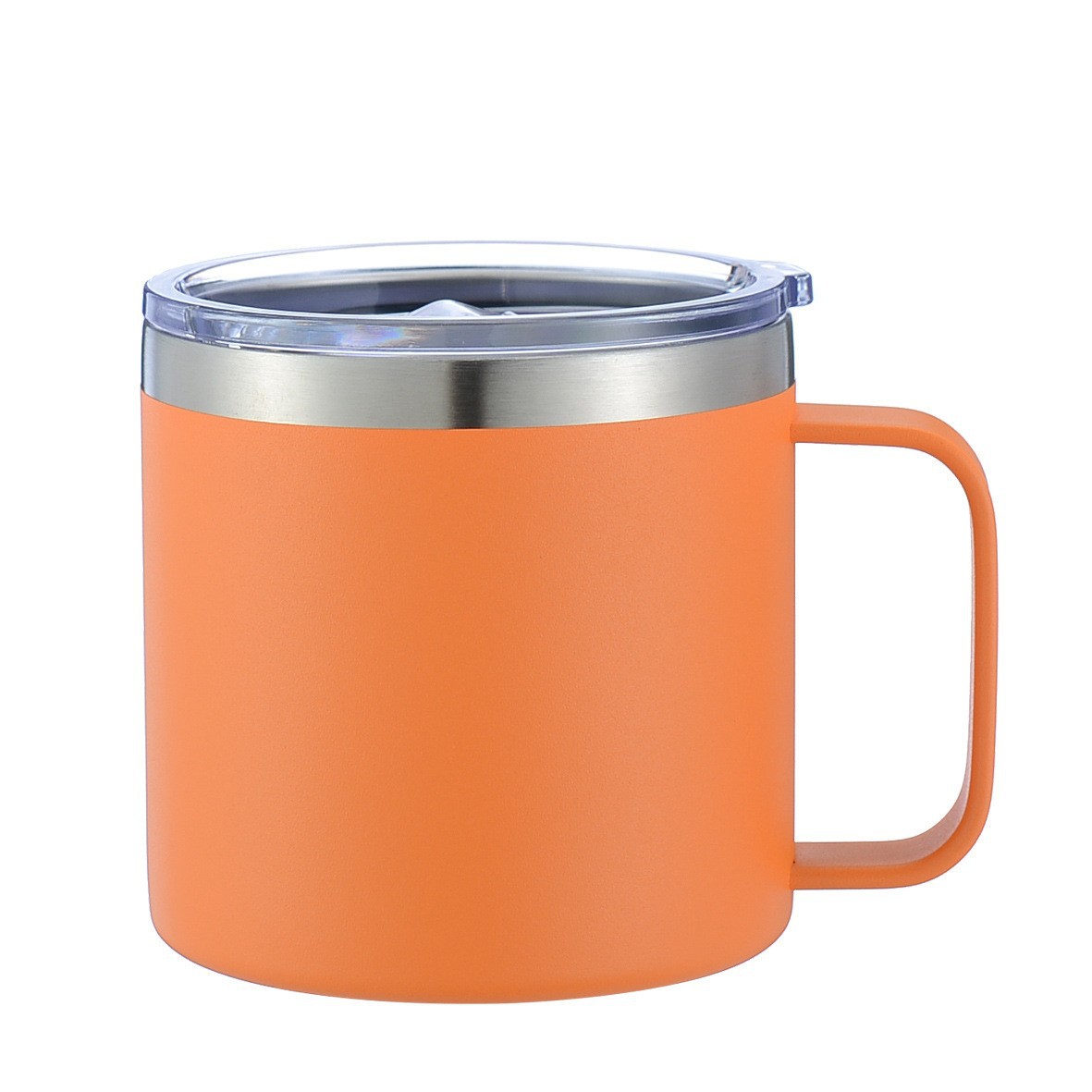 14oz Powder-coated Stainless Steel Insulated Mug with Lid and Handle: Perfect for Keeping Your Beverages Hot or Cold in the Office