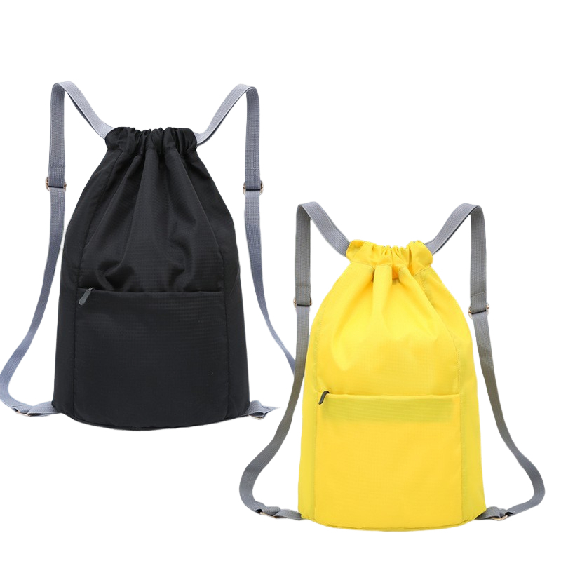 Adjustable Shoulder Strap Waterproof Casual Sports Drawstring Backpack Bag With Front Pocket