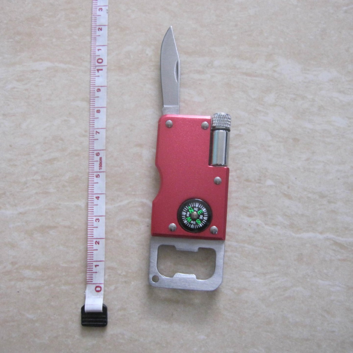 4-In-1 Multi-Function Tool With Knife LED Light Bottle Opener Compass