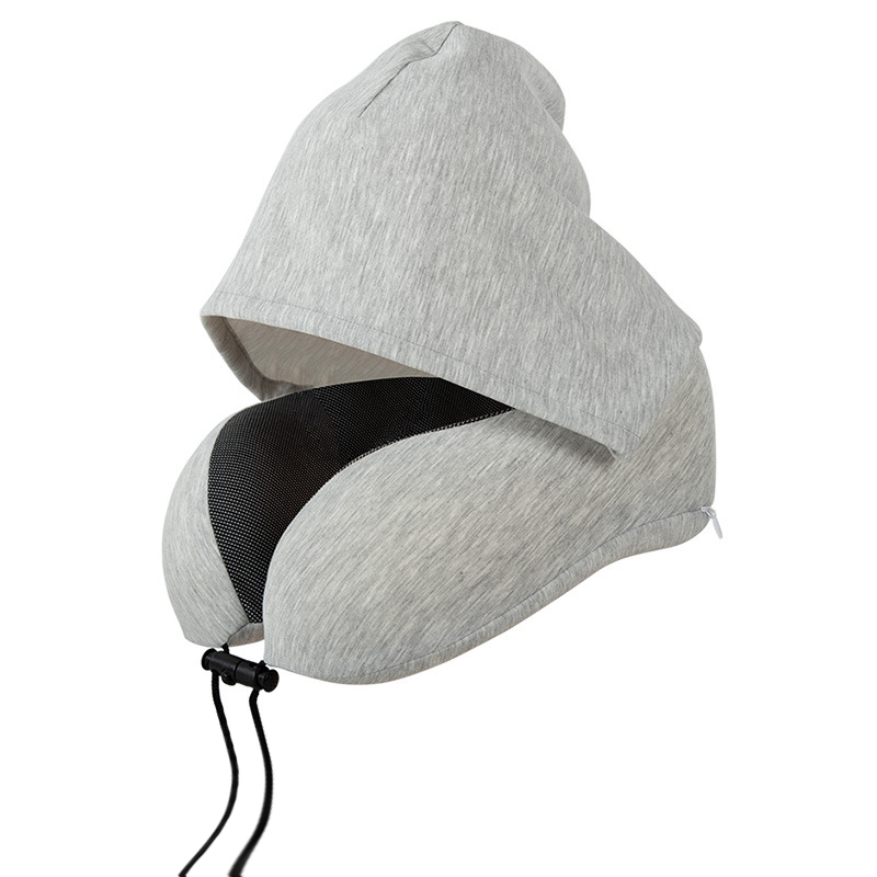 Travel Neck Pillow With Hood For Airplane, High-Density Slow Rebound Memory Foam Neck Pillow With Removable & Washable Outer Layer
