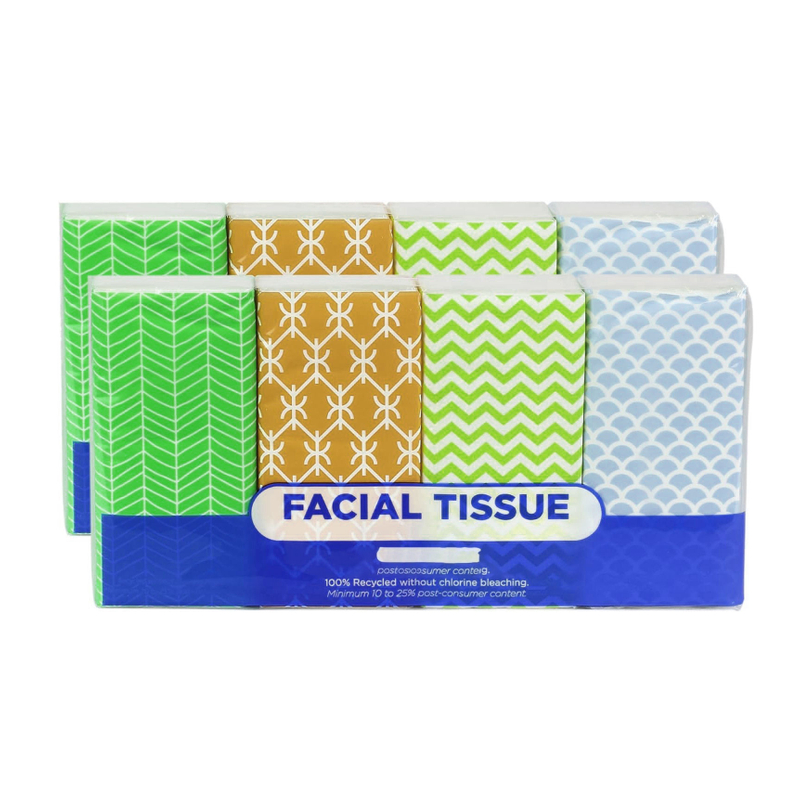 On-The-Go Facial Tissues Embossed Logo Mini Type Pocket Tissues Travel Size Tissue Packs, Soft and Unscented, 2.1"W * 3"H * 0.87"D