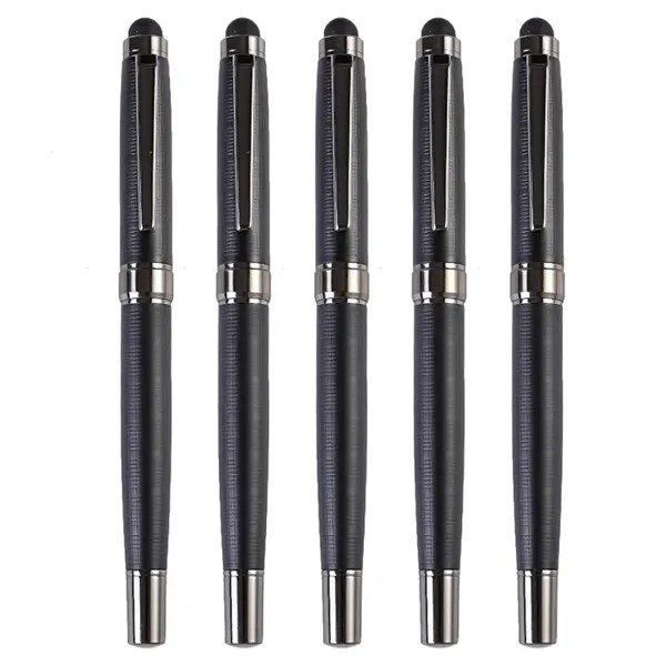 2-in-1 Luxury Metal Signature Black Ink Gel Pens With Stylus Tip Business Ballpoint Pens