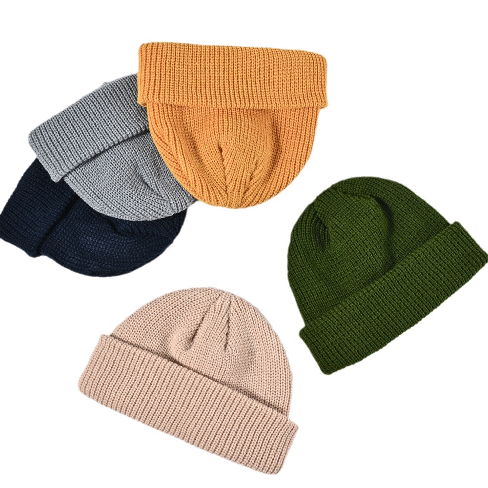 Autumn And Winter Winterproof Solid Color Melon Skin Ear Protection Knitted Hat