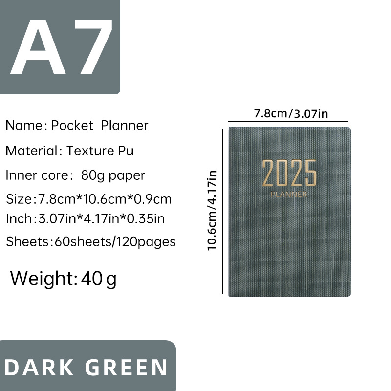 2025 Daily Planner Notebook A7 Pocket Planner