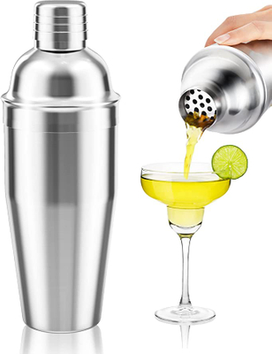 Food Grade Stainless Steel Martini Mixer Built-in Strainer Drink Shaker