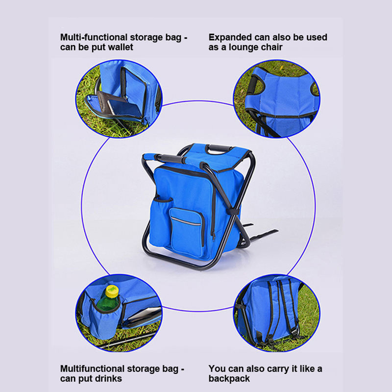  3-in-1 Portable Folding Camping Chair Stool Backpack with Large Capacity Cooler Insulated Bag for Travel, Beach, Hiking, Picnic