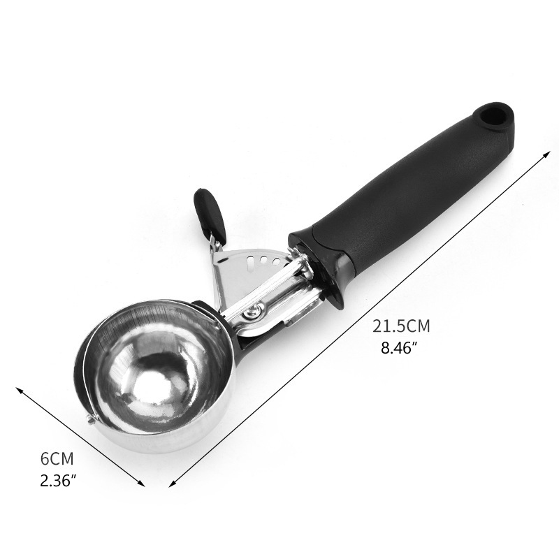 Stainless Steel Ice Cream Scoop with Trigger and Comfortable Long Handle Cookie Scooper