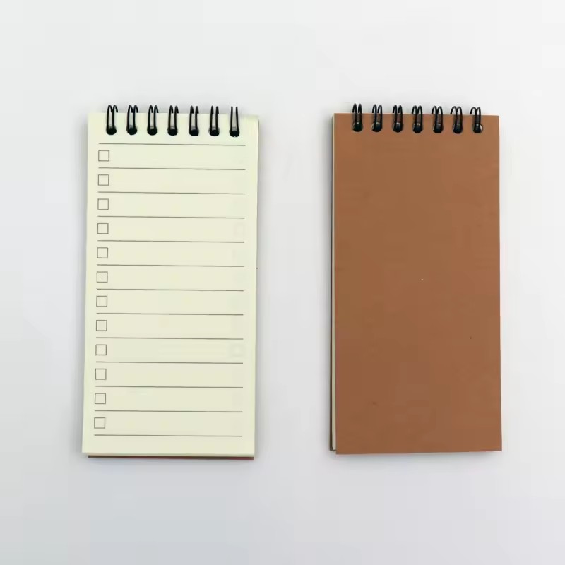 Small Mini Weekly Daily Planner Spiral Kraft Paper Hard Cover Coil Notebook Pocket Notepad
