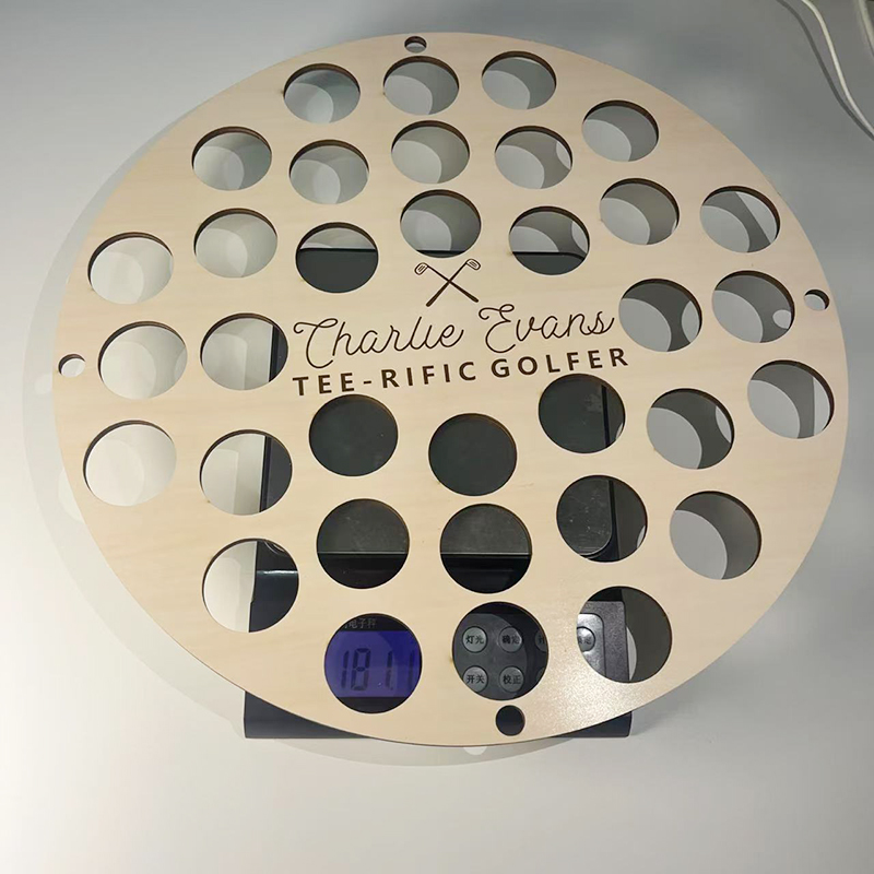 34-hole Round Wooden Golf Ball Display Rack