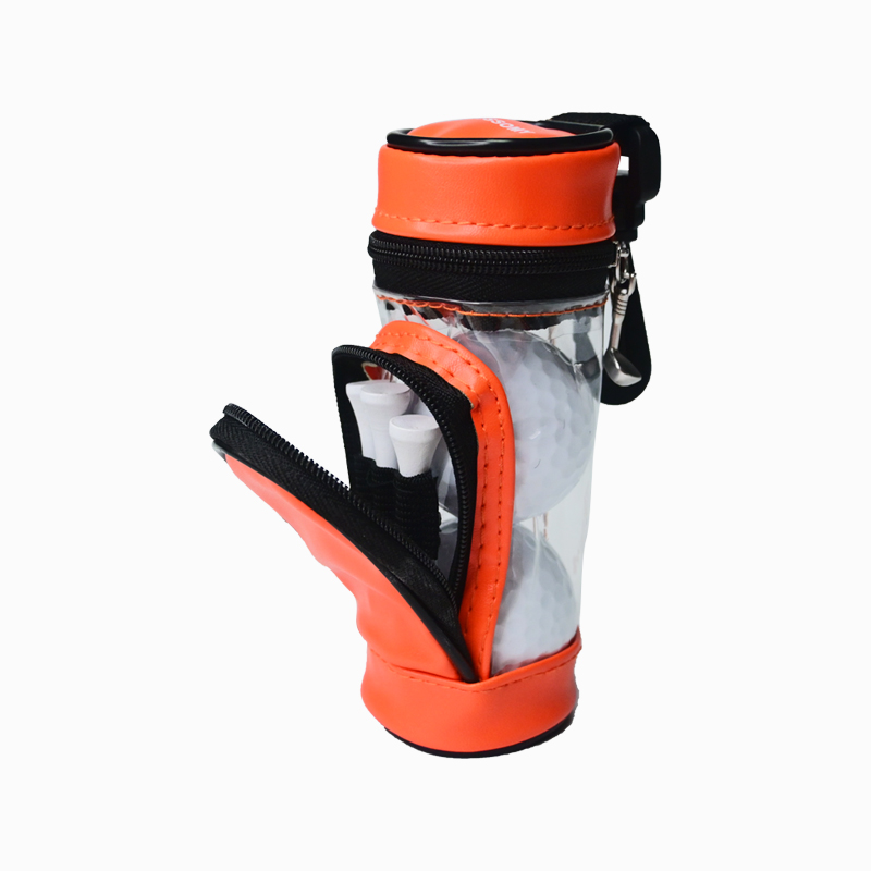 Mini Golf Ball Pouch - PU & PVC Case with Zipper, Holds 3 Balls & 3 Tees, Hook Clip Design