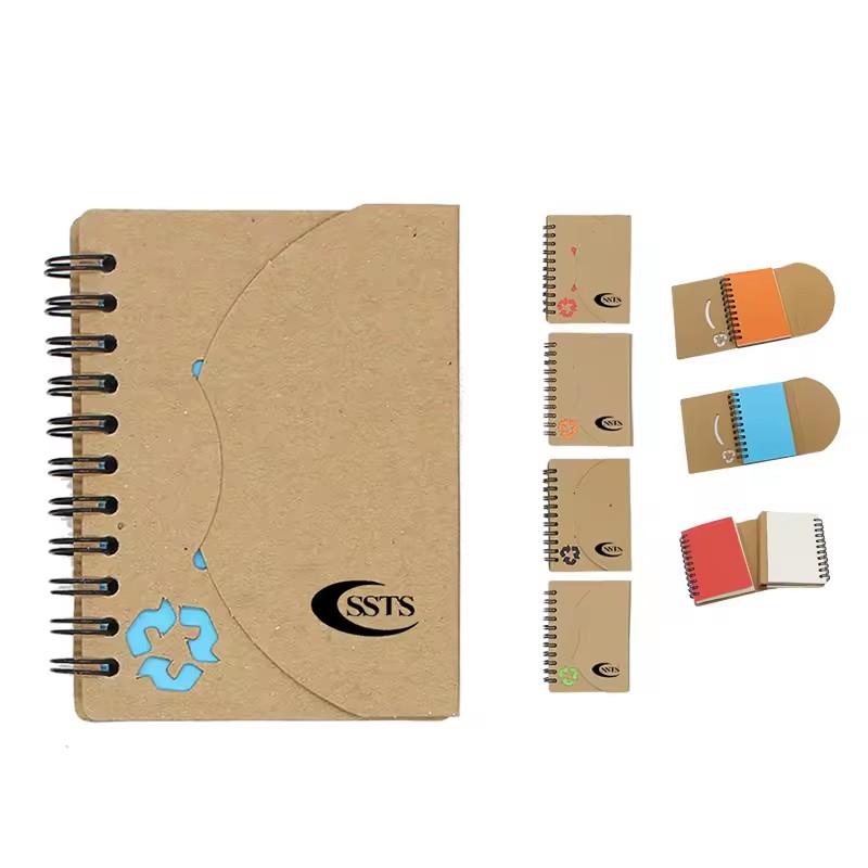 Mini Spiral Notebook Thick Kraft Cover Pocket Mini Diary Writing Notebooks Planner for Travelers Students Office