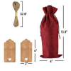 Linene Wine Gift Bags Wine Bottle Bags with Drawstrings, Tags & Ropes, Reusable Wine Bottle Covers for Christmas, Holiday Party