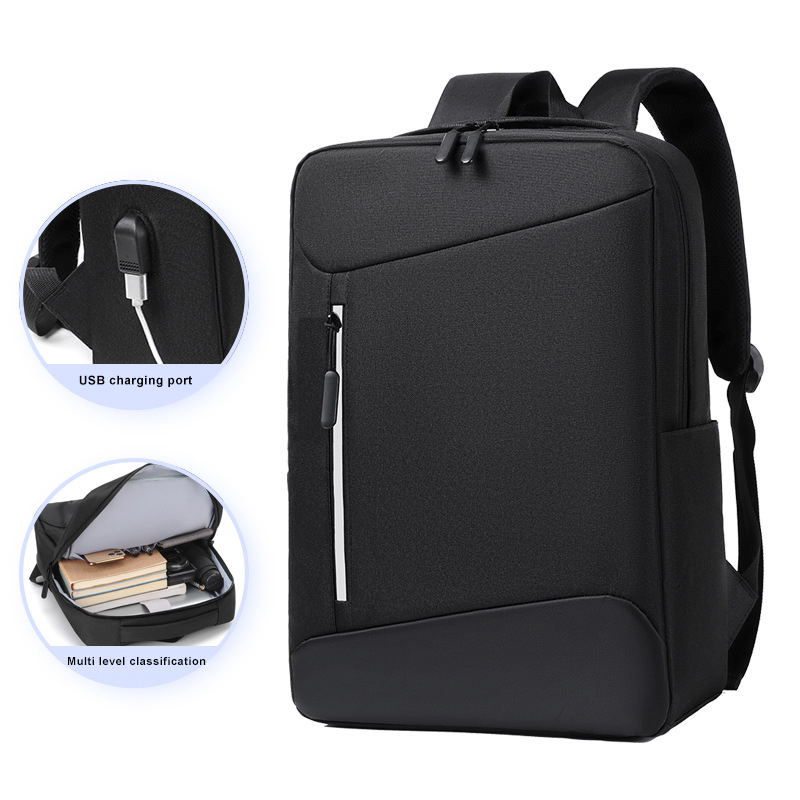 Large Capacity Men's Business Waterproof Laptop Backpack Fits 15.6 Inch Laptop, 12.2'' * 16.1''* 4.7'', Oxford Material