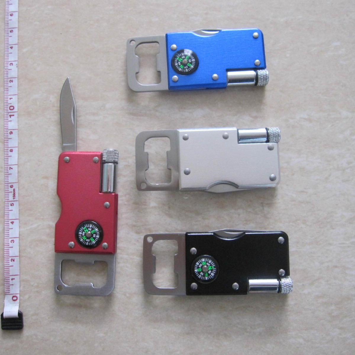 4-In-1 Multi-Function Tool With Knife LED Light Bottle Opener Compass