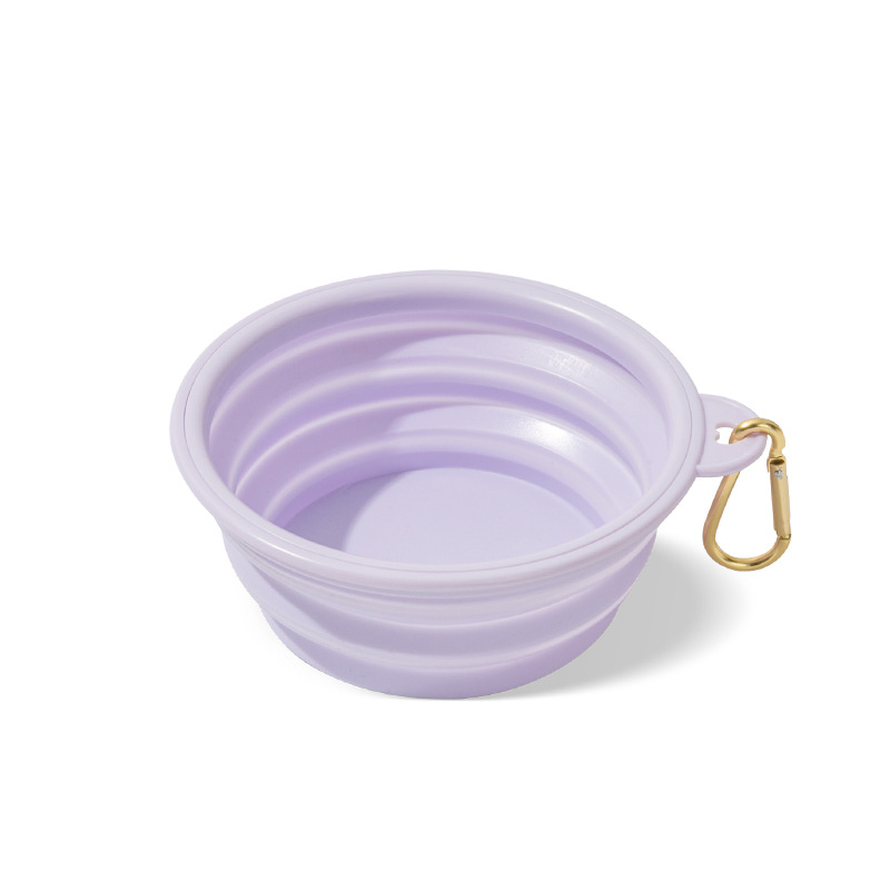 Portable pet silicone folding feeding bowl with carabiner, Collapsible Dog Bowls for Travel