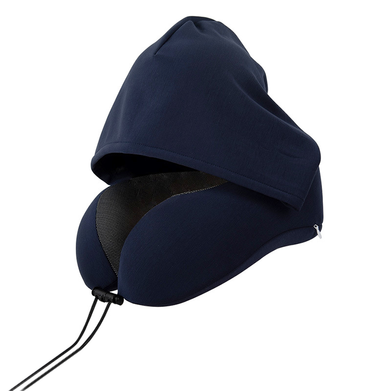 Travel Neck Pillow With Hood For Airplane, High-Density Slow Rebound Memory Foam Neck Pillow With Removable & Washable Outer Layer