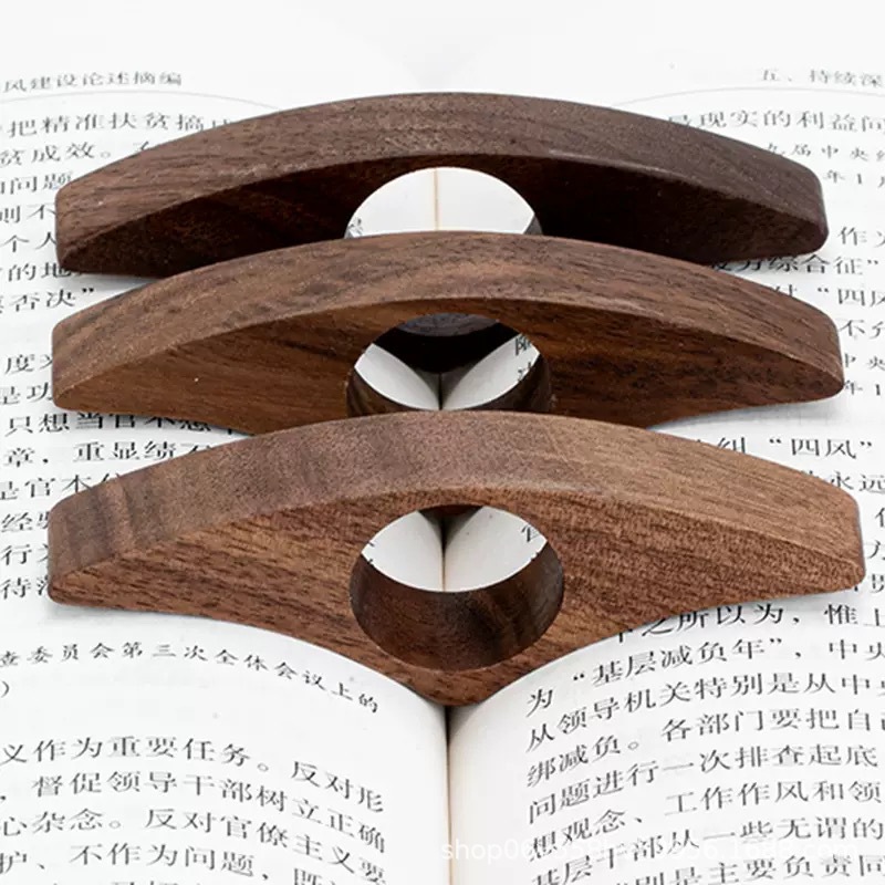 Ergonomic Wooden Book Page Holder Thumb Ring