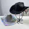 Sequin Cowboy Hat LED Light Up Cowgirl Hat Flashing Blinky Lights Fun Rodeo Party Hats Costume Accessories for Party Costumes