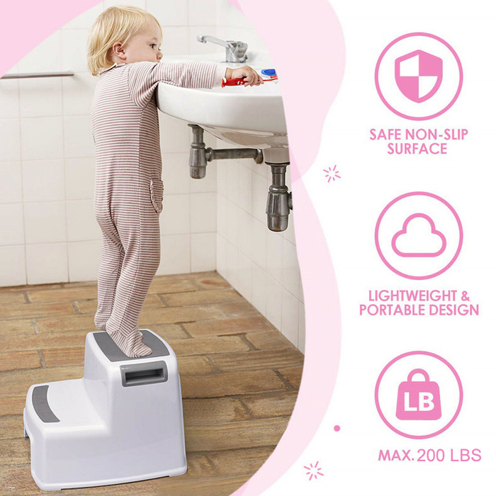 Dual Height Two Step Stool for Kids Toddler's Stool Two-Step Design Non-Slip and Safety