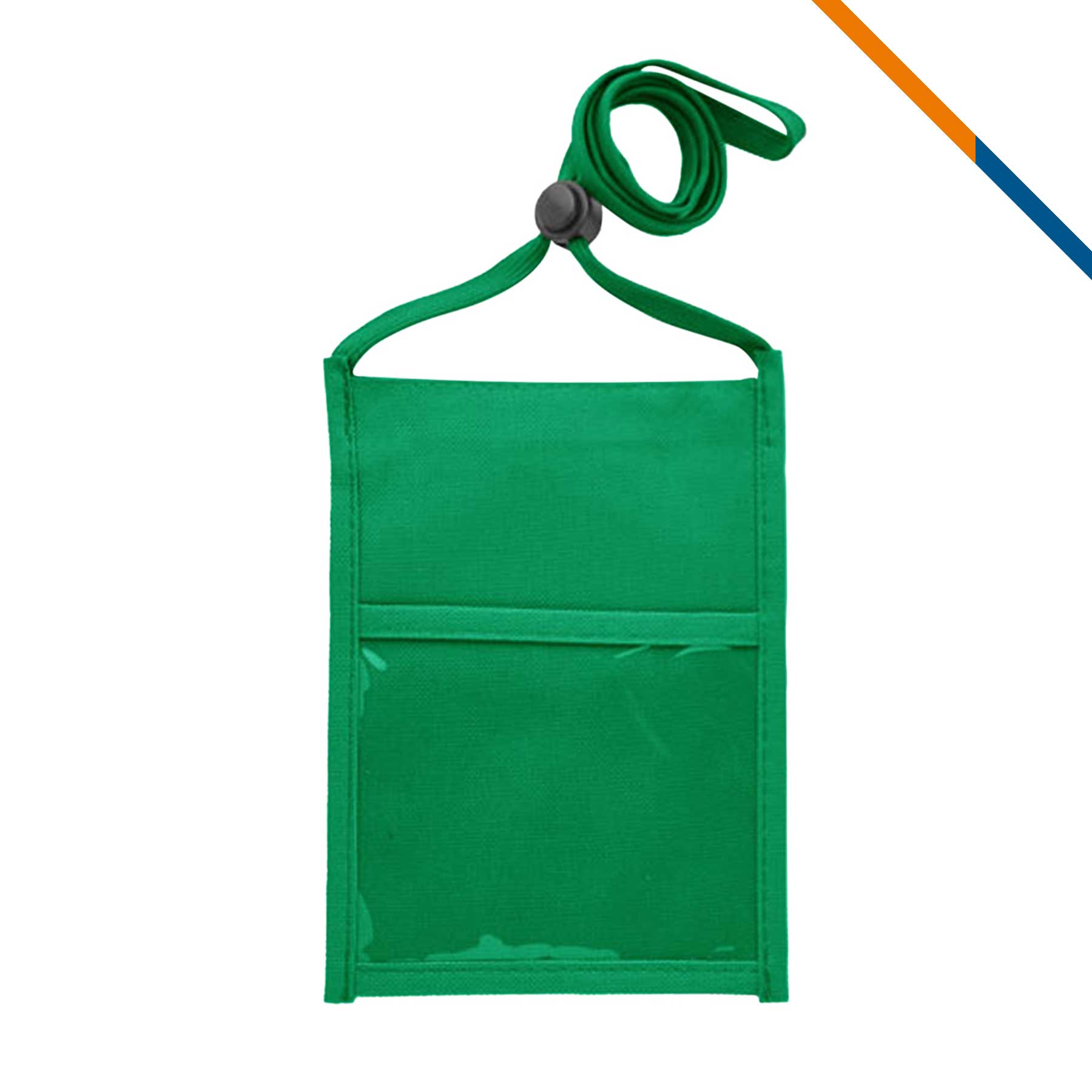 Vertical Polyester Exhibition ID Card Pouch Neck Badge Holder With Adjustable Lanyard & Clear Windows For Travel Trade Show Events