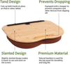 Portable Lap Desk with Soft Cushion, Bamboo Laptop Desk With Pillow Cushion & Phone Slot, For Bed, Car, Couch, Travel