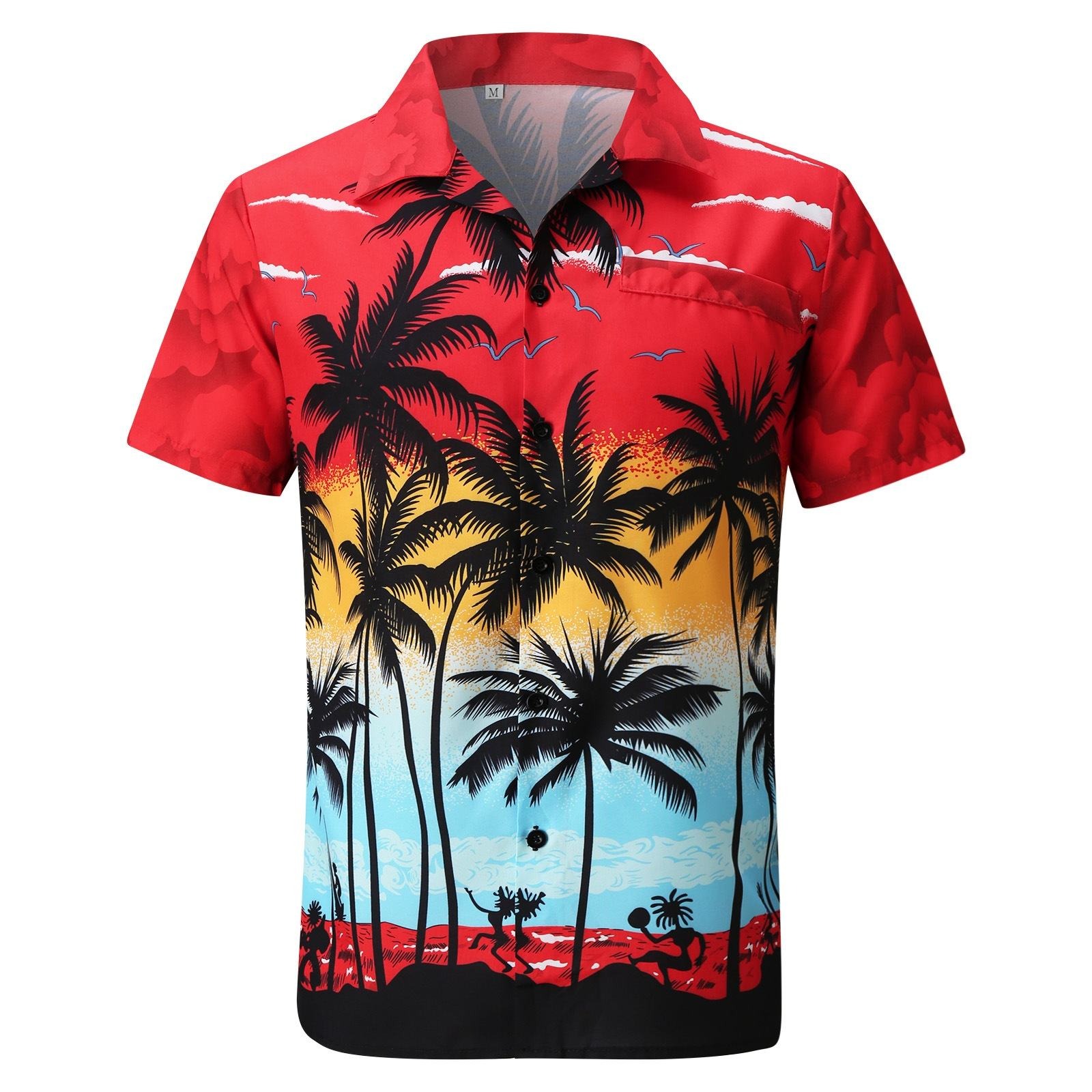 Custom Full Color Dye Sublimation Quick Dry Men's Hawaiian Beach Shirt