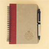 Hard Kraft Paper Cover Notepads Spiral Pocket Notebook with Pen in Holder