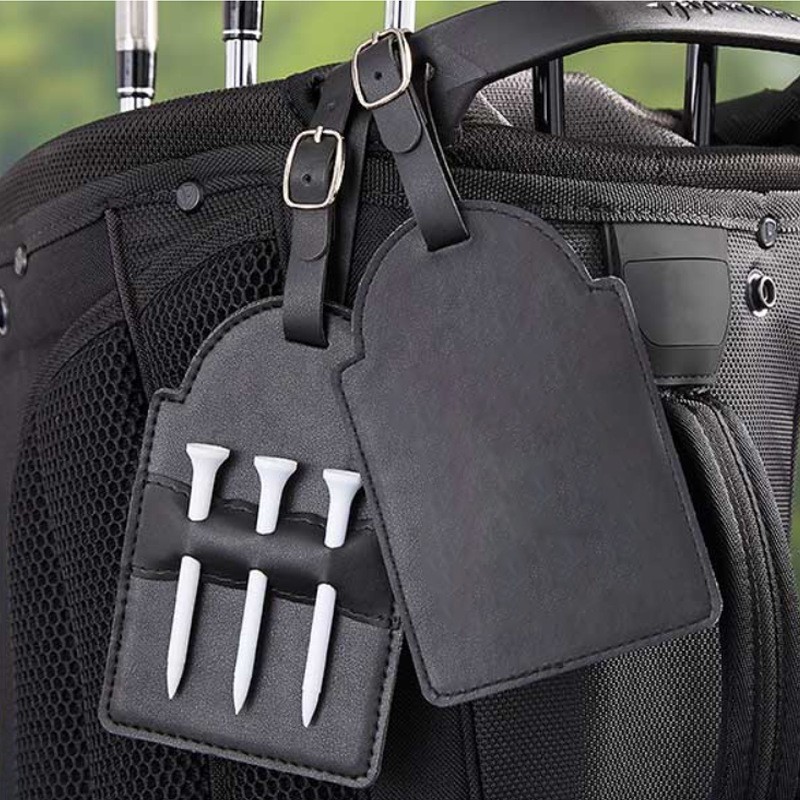 PU Leather Golf Tee Holder Luggage Tag