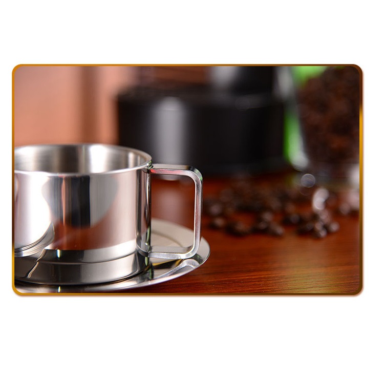 tainless Steel Coffee Mug Set, 6 Oz Double Walled Espresso Cups with Saucer 