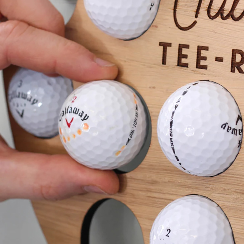 34-hole Round Wooden Golf Ball Display Rack
