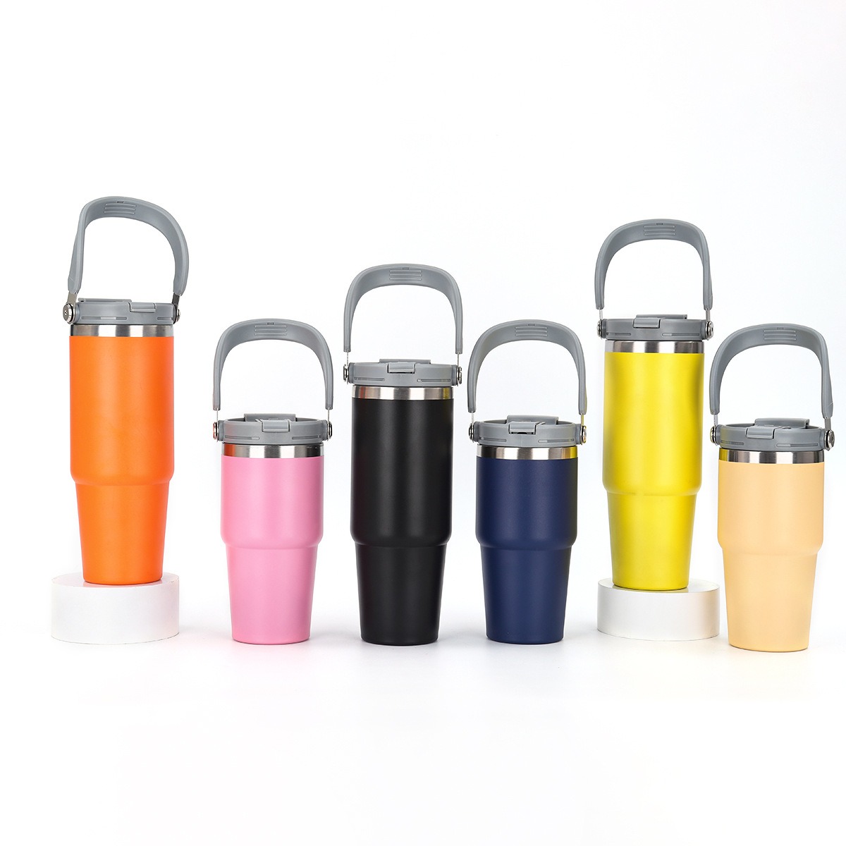 Double-wall Stainless Steel Insulated Tumbler with Dual-Drink Lid and Handle - 20oz/30oz/40oz