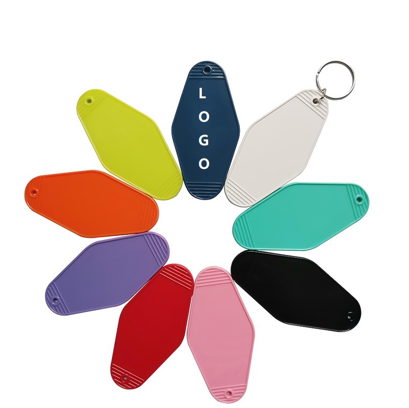 ABS Diamond-shaped Retro Motel Hotel Keychain Key Rings Camping Chain Travel, Size: 1 3/4" x 3 1/2" x 1/8"