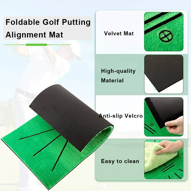 Foldable Golf Putting Alignment Mat - 23.6" x 11.8"