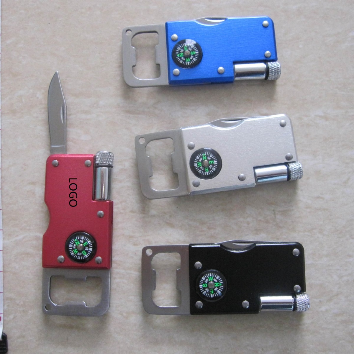 4-In-1 Multi-Function Tool With Knife LED Light Bottle Opener Compass
