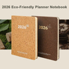 2026 Eco-Friendly Daily Planner Notebook with Cork & Coffee Grounds Cover, Sustainable A5 Agenda Journal Size 5.7" x 8.3"