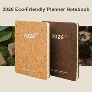 2026 Eco-Friendly Daily Planner Notebook with Cork & Coffee Grounds Cover, Sustainable A5 Agenda Journal Size 5.7" x 8.3"